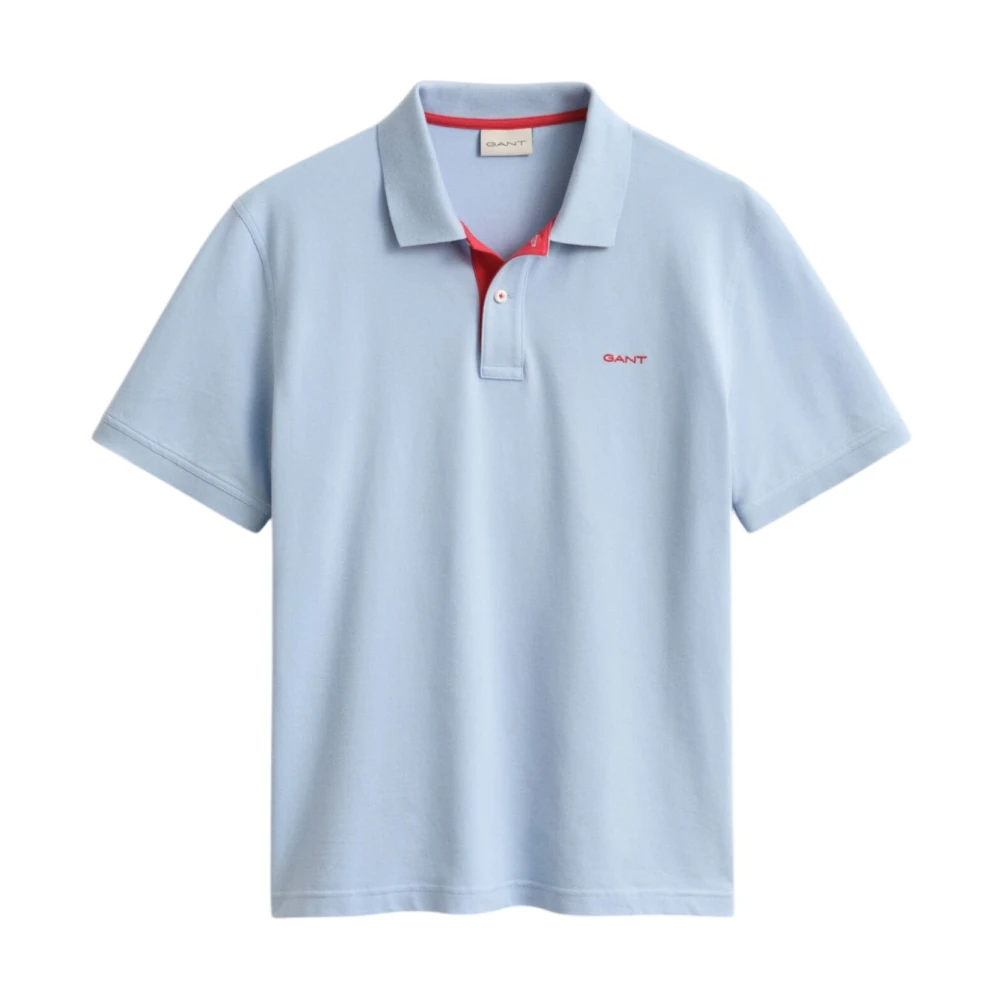 Gant Men's Blue Polo Shirts, 4XL, Contrast Piqué Polo Shirt