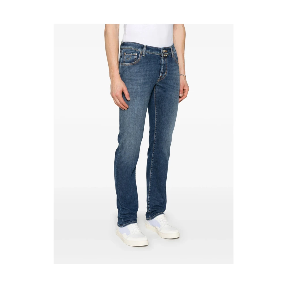 Jacob Cohën Indigo Blauwe Klassieke Vijf Zak Jeans Blue Heren