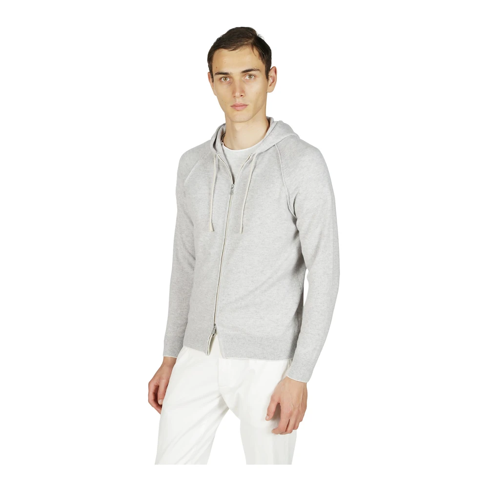 Eleventy Kasjmier Hoodie met Rits Gray Heren