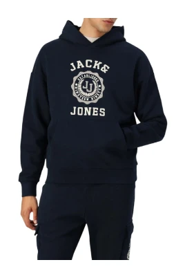 Marinblå Avslappnad Hoodie Modern Mångsidig