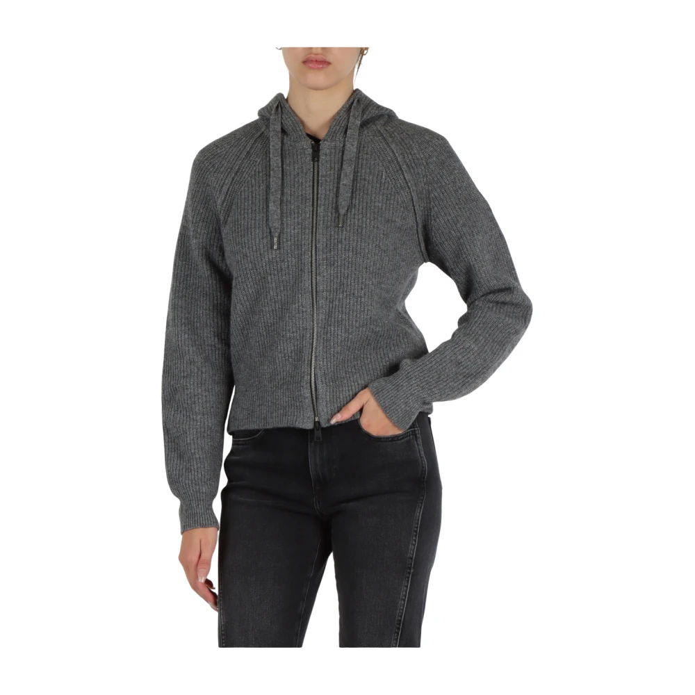 Replay Hooded wolblend vest met rits Gray Dames