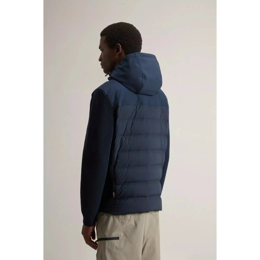 Woolrich Hybride Melton Blauwe Winterjas Blue Heren