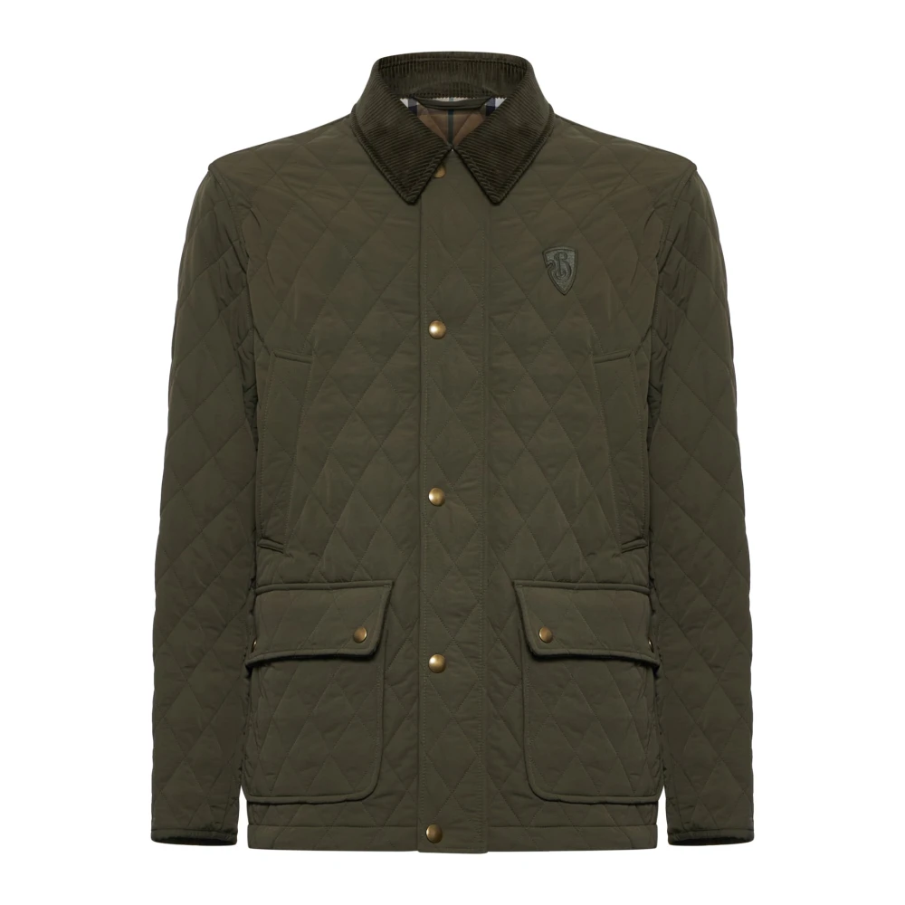 Burberry Gewatteerde landjas met corduroy kraag Green Heren