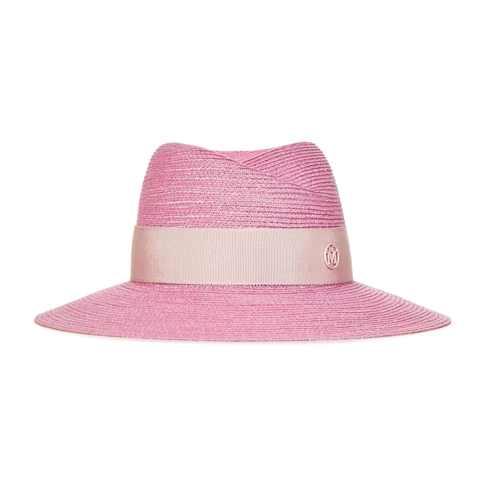 Maison Michel Roze Bubblegum Stro Fedora Hoed Pink Dames