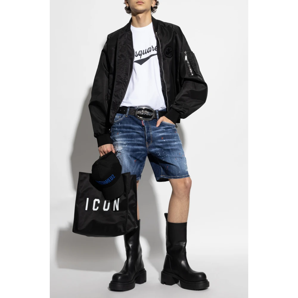 Dsquared2 T-shirt met fluwelen afwerking logo White Heren