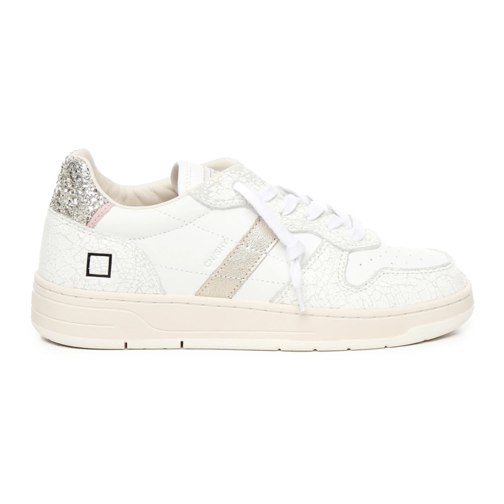 D.a.t.e. Witte Platinum Sneakers met Glitterdetail Dames Schoenen