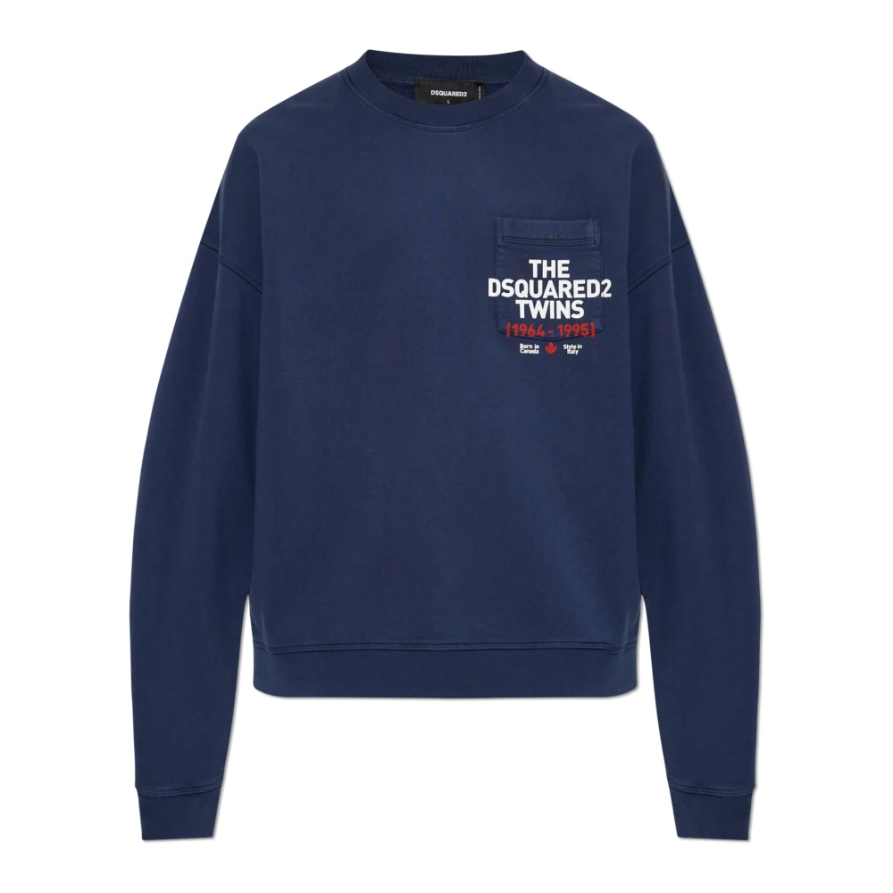 Dsquared2 Sweatshirt med ficka Blue, Herr