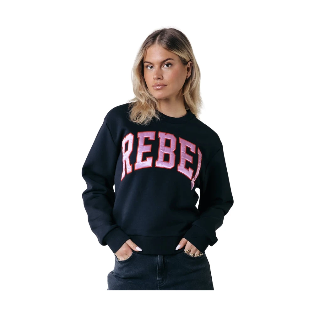 COLOURFUL REBEL Dames Truien & Vesten Rebel Patch Relaxed Fit Zwart