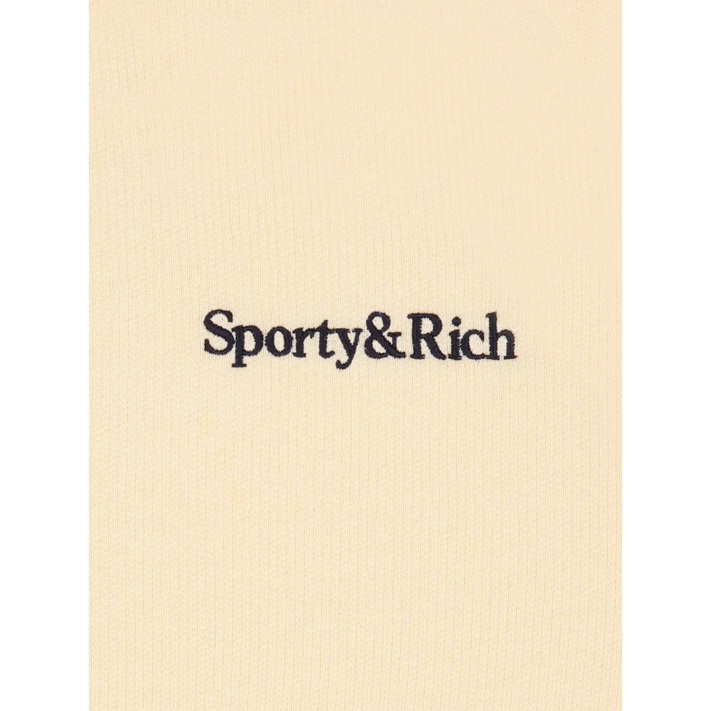 Sporty & Rich Zachte Gym Logo Shorts Zwart Katoen Beige Dames