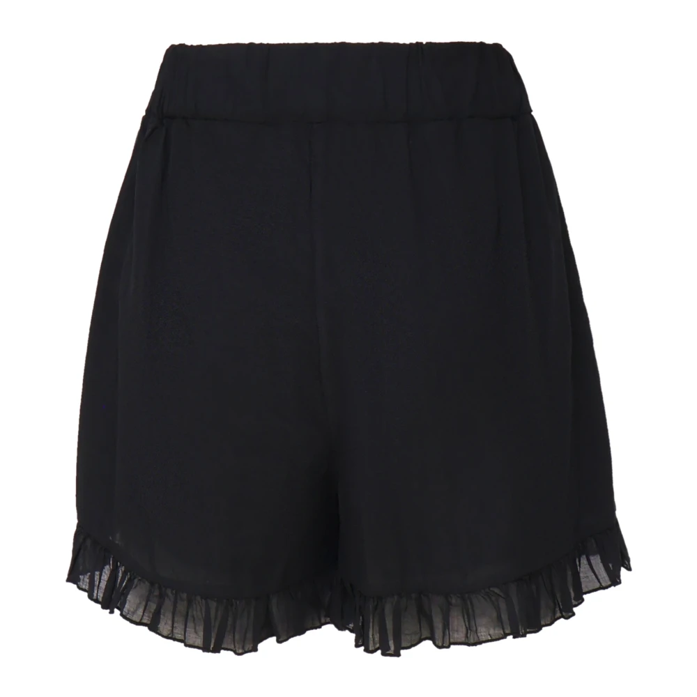 Akep Zwarte Mini Rok Elastische Taille Black Dames