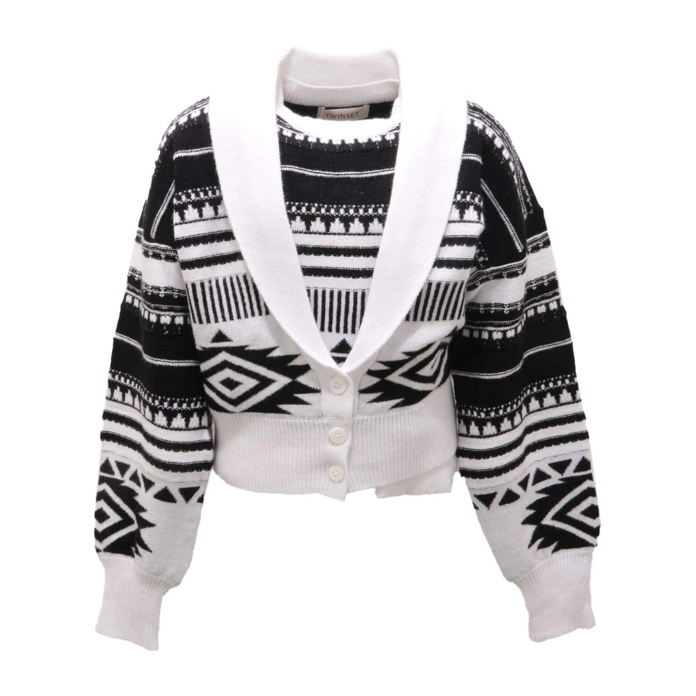 Twinset Multicolor Jacquard Cardigan And Top - Female - Kids Cardigans - 6 Y - Kids