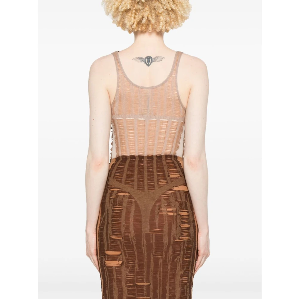 Diesel Beige Mouwloze Top met Ronde Hals Beige Dames