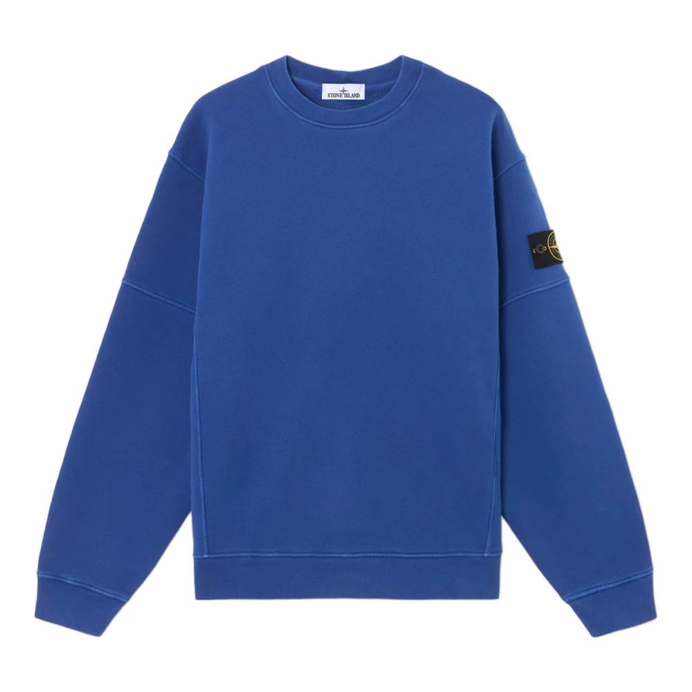 Stone Island Blå Crewneck Sweatshirt med Sömnadsdetaljer Blue, Herr