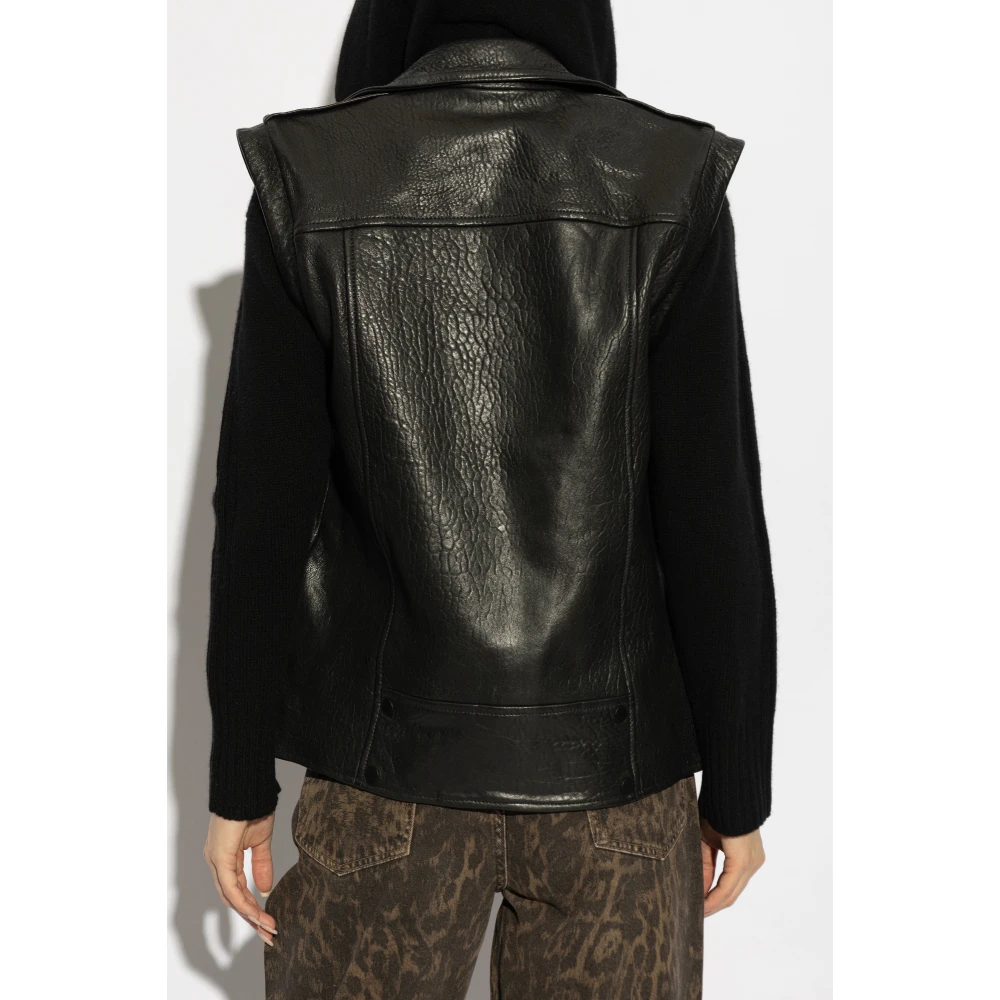 AllSaints Leren Vest Billie Black Dames