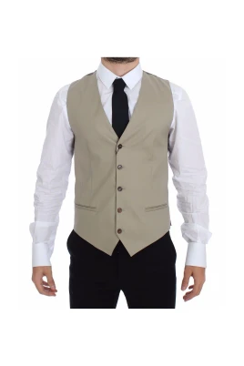 Beige Classic Fit Dress Vest