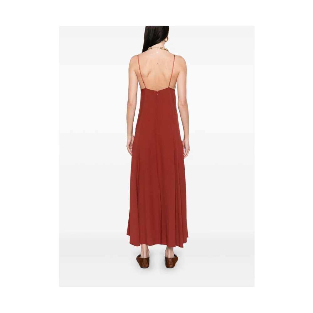 Forte Terracotta Bruine Spaghettiband Jurk met Splitten Brown Dames