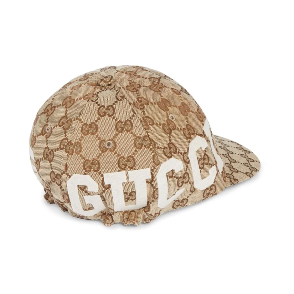 Gucci Bruine Canvas Logo Print Cap Brown Heren