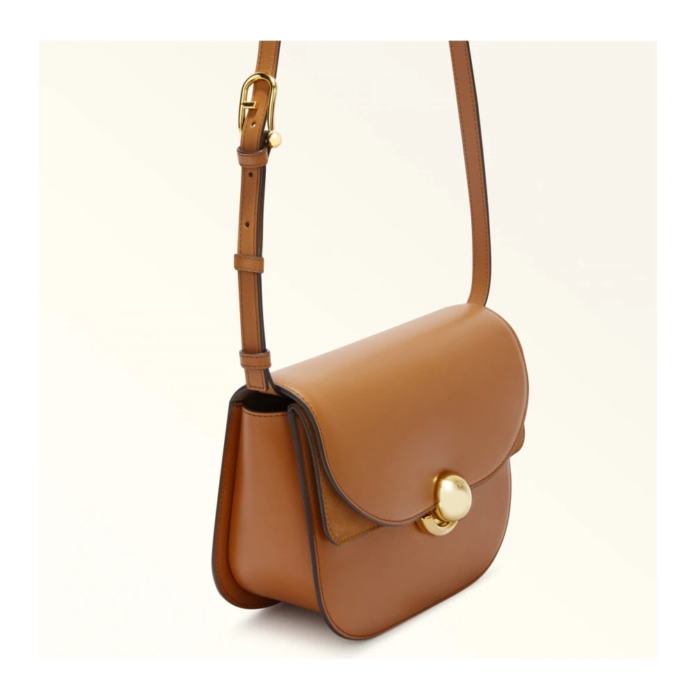 Furla Sfera Crossbody Tas in Brandy Leer Brown Dames