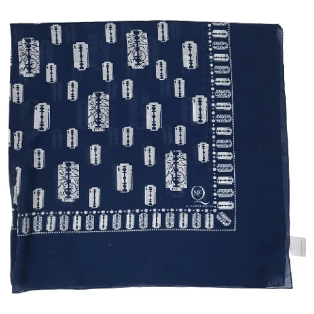 Alexander McQueen Pre-owned Cotton scarves Blue Dames