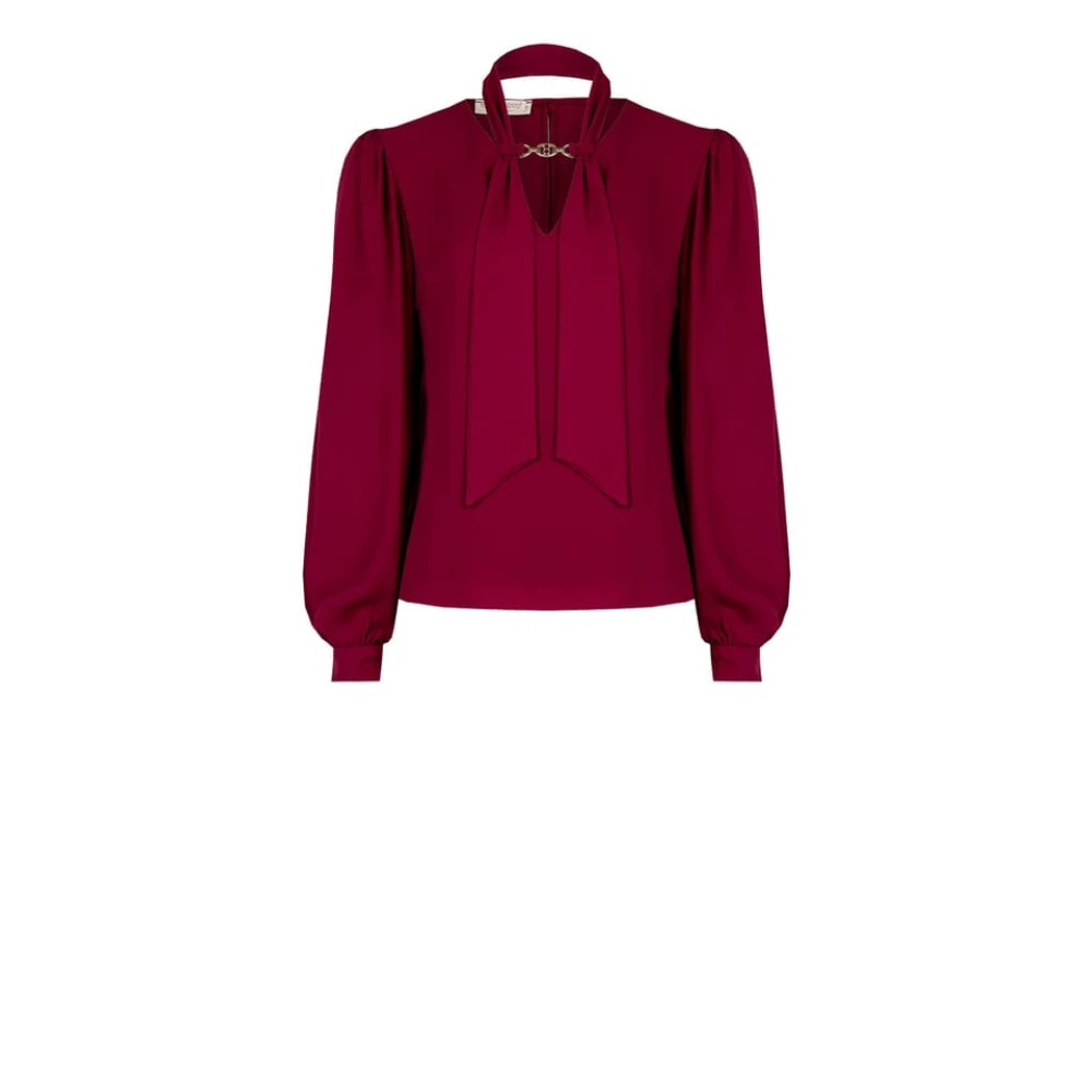 RINASCIMENTO Wijde Blouse van Dubbele Georgette met Lint Red Dames