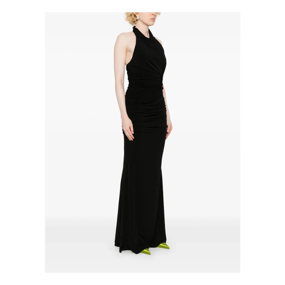 Andamane Zwarte Gerimpelde Maxi Jurk Black Dames