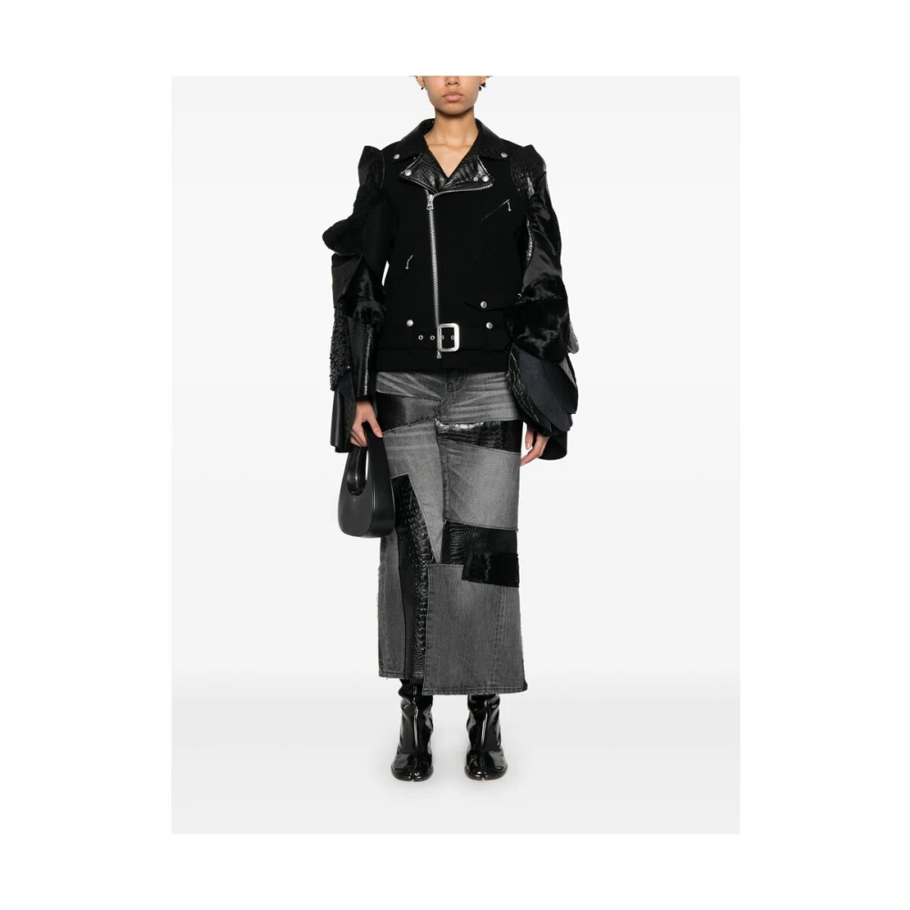 Junya Watanabe Zwarte Denim Panel Rok Black Dames