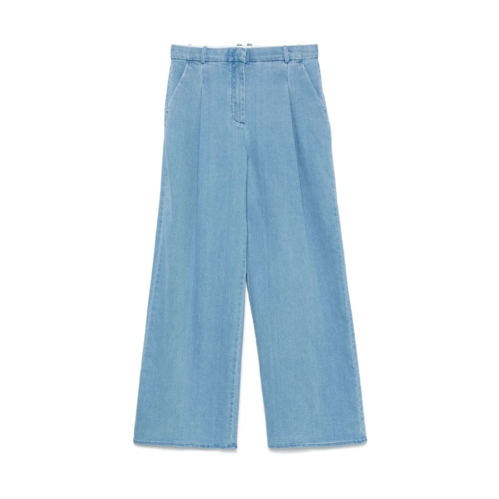 The Garment Blauwe Wide Leg Broek met Verborgen Sluiting Blue Dames