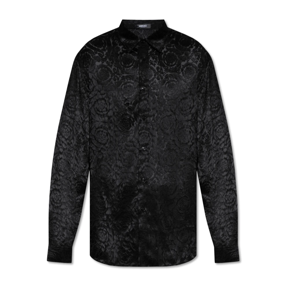 Versace Shirt met transparant patroon Black Heren