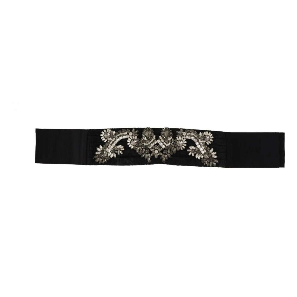 Dolce & Gabbana Women's Black Elegant Crystal-Embellished Silk Belt