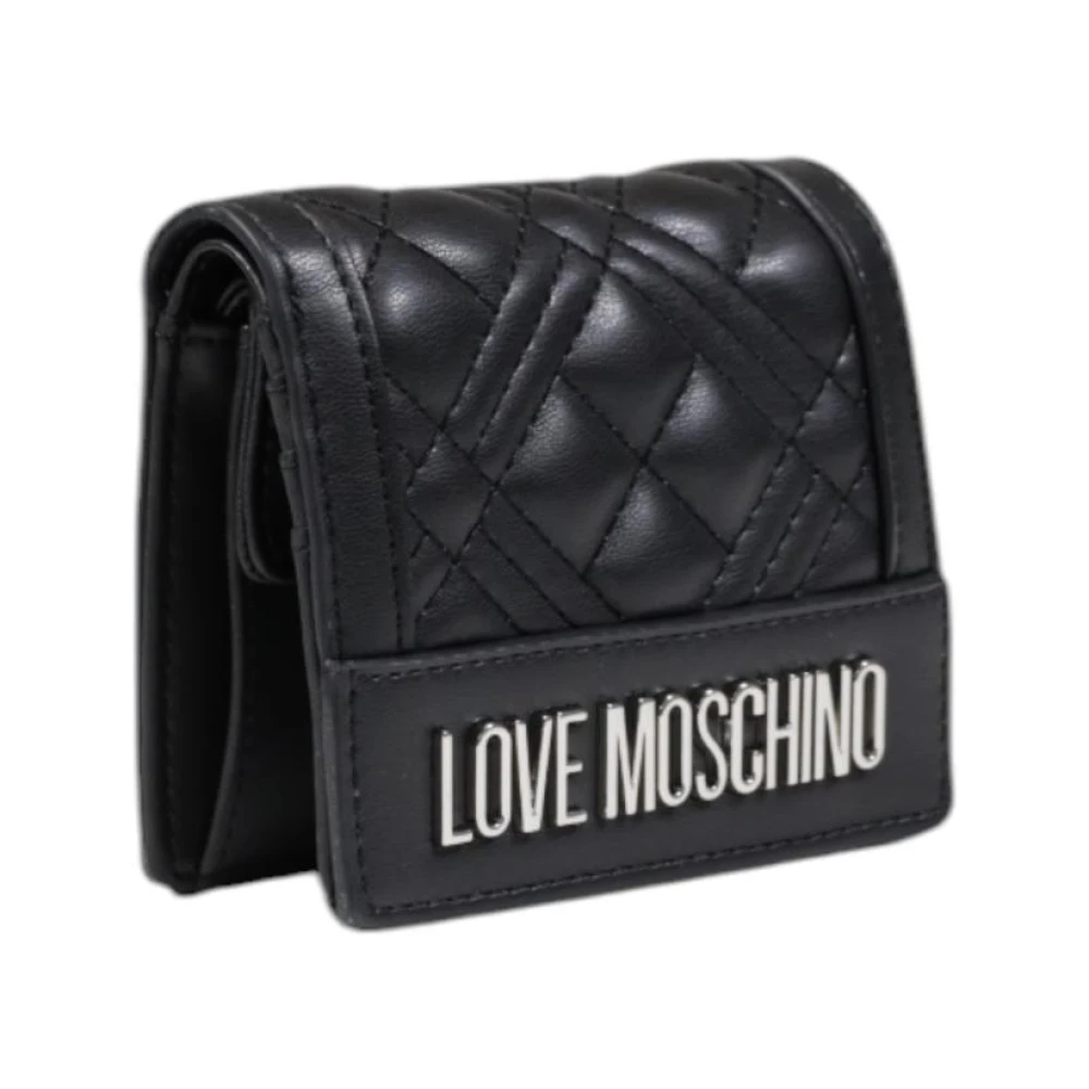 Love Moschino Zwarte Gewatteerde Clip Portemonnee Black Dames