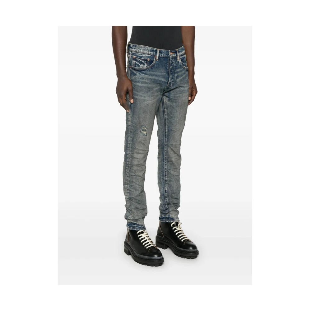 Purple Brand Indigo Blauwe Klassieke Jeans met Whiskering Blue Heren