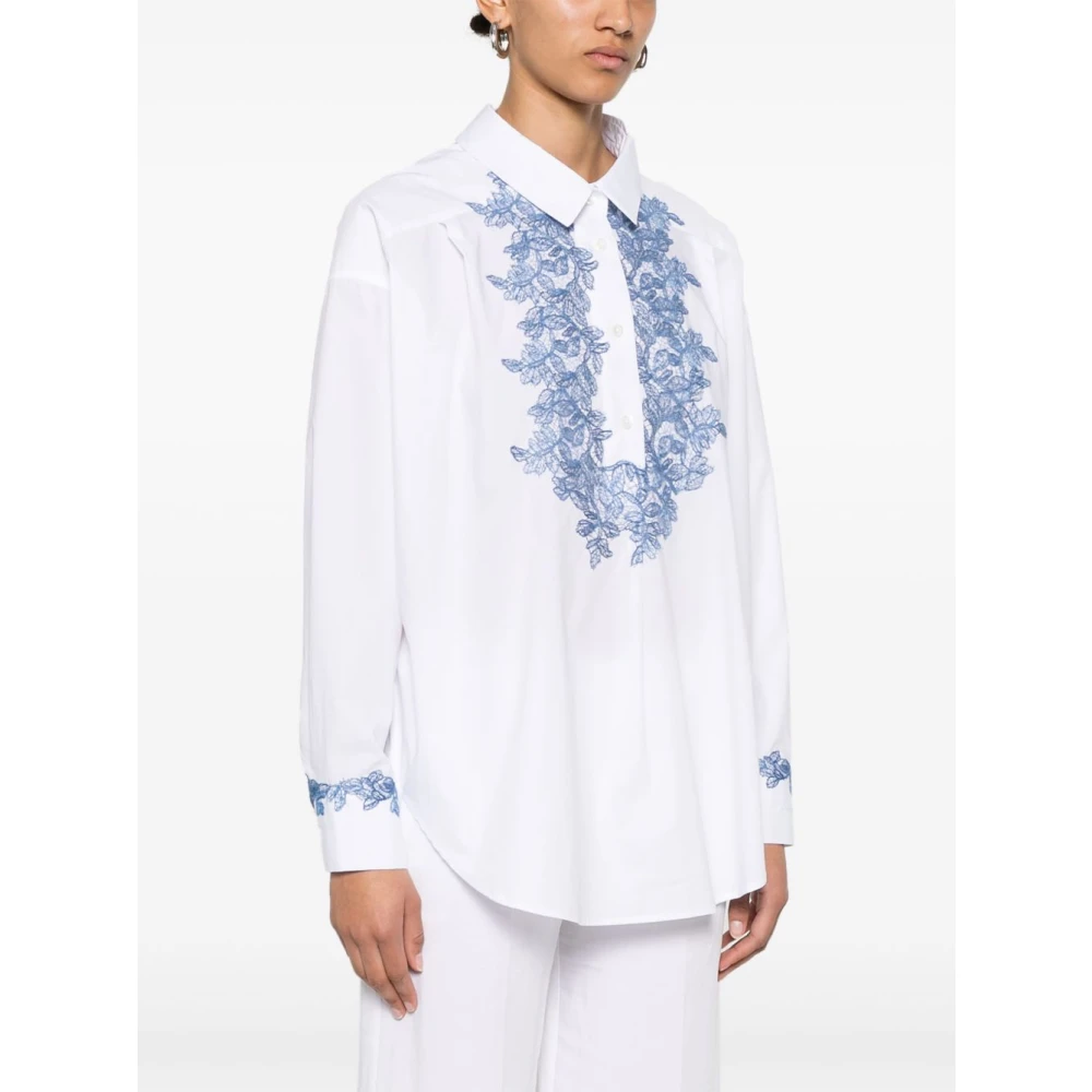 Ermanno Scervino Witte Button-Up Shirt met Plooien White Dames