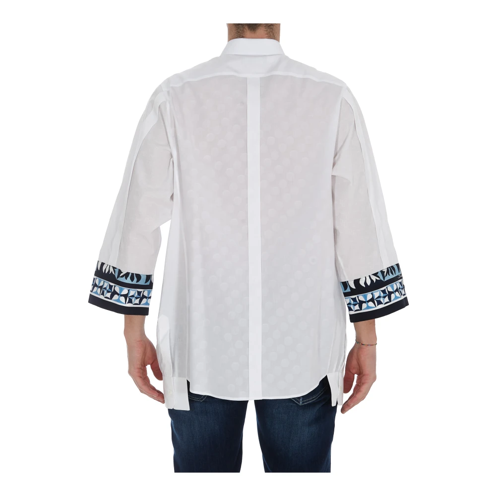 Dolce & Gabbana Overhemd met korte mouwen en polkadotprint White Heren