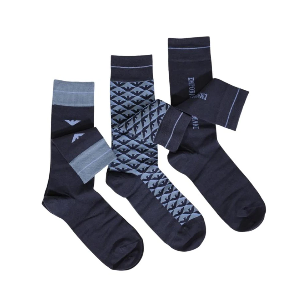 Emporio Armani Adelaar Logo Crew Sokken Blue Heren