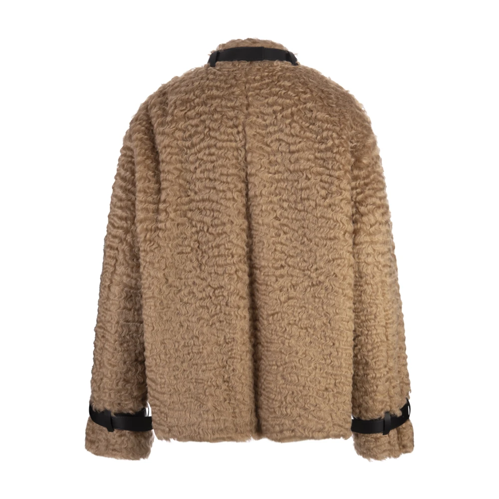 Jil Sander Bruine Mohair Korte Jas Brown Dames