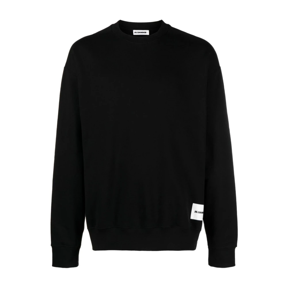 Jil Sander Zwarte Sweaters met Logo Patch Black Heren