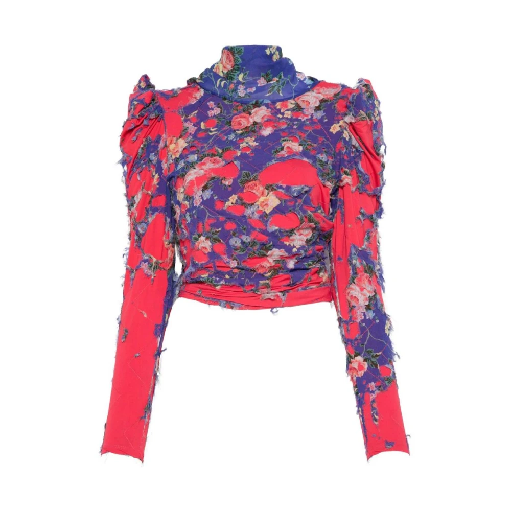 Diesel Bloemenprint Asymmetrische Cowl Neck Blouse Multicolor Dames