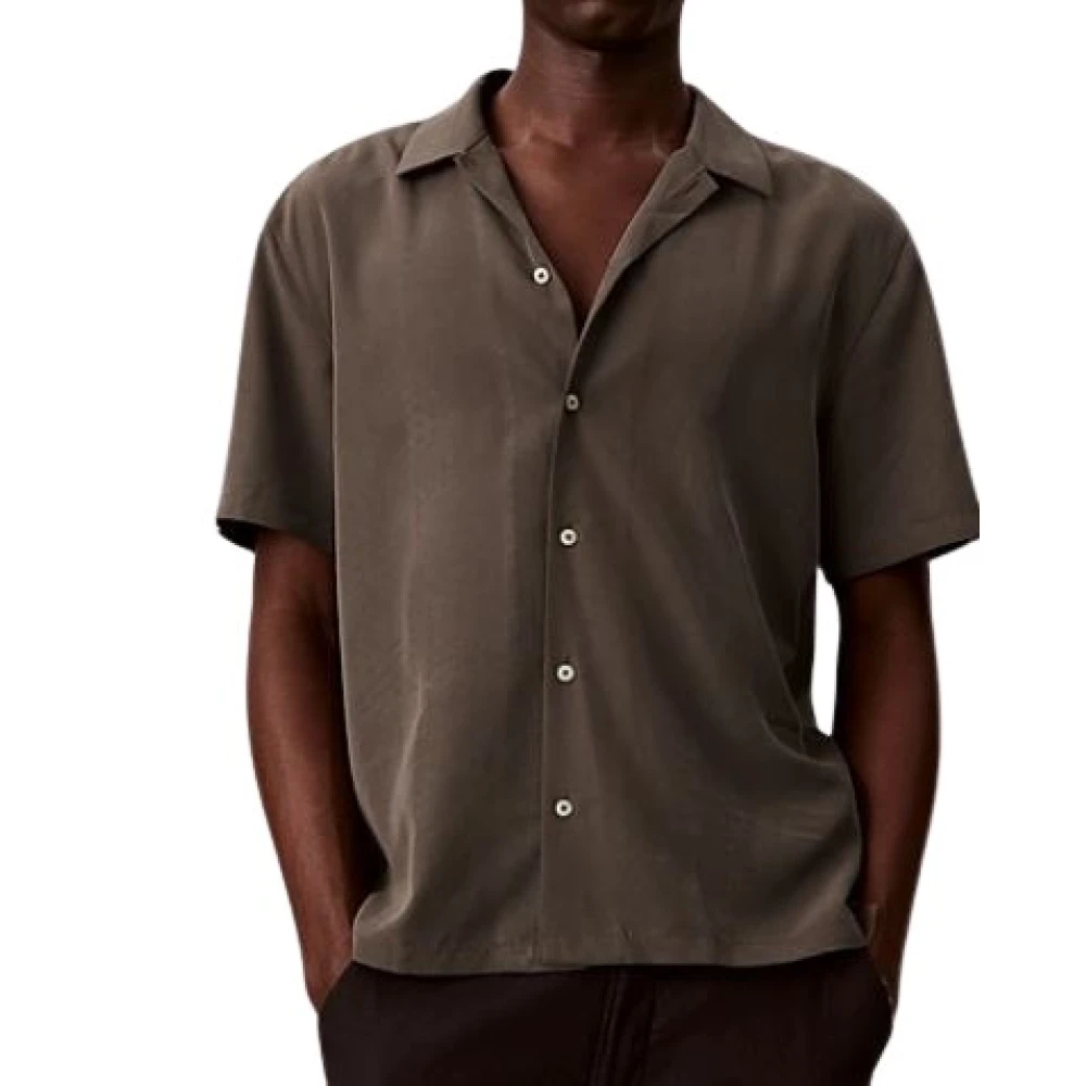 Calvin Klein Brown Soft Modal Short Sleeve Shirt - Male - Short Sleeve Shirts - L - Shirts