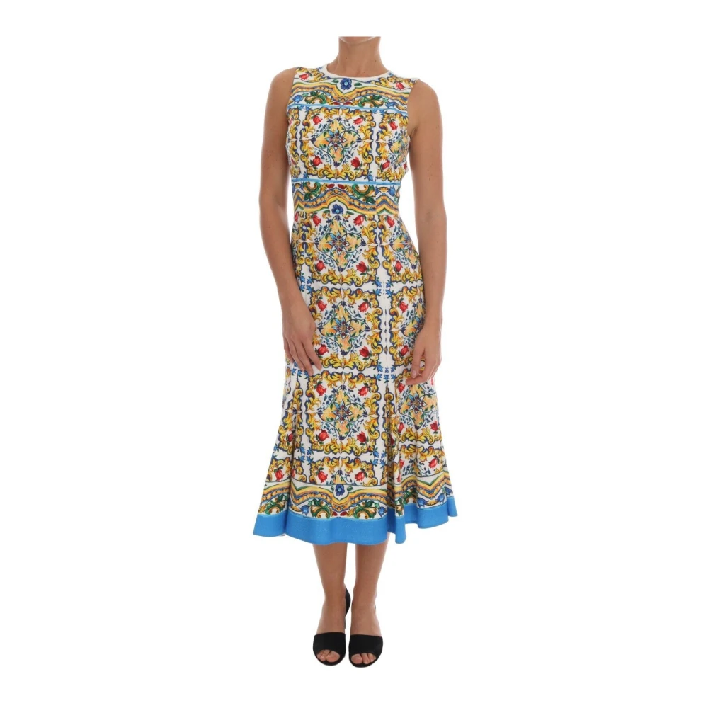 Dolce & Gabbana Women's Multicolor Majolica Print Sheath Midi Dress 3XS