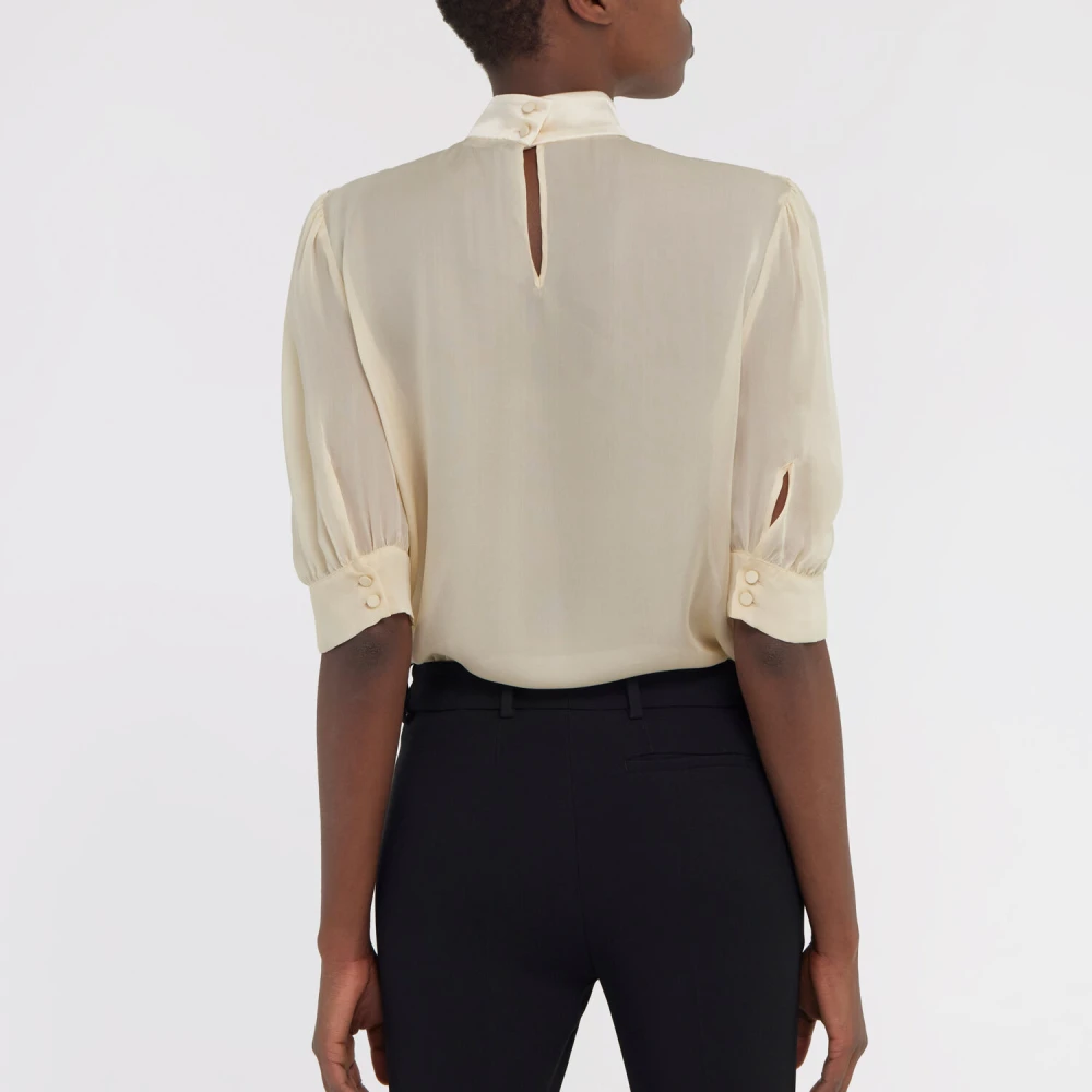 Roberto Cavalli Hoge hals doorschijnende blouse Beige Dames