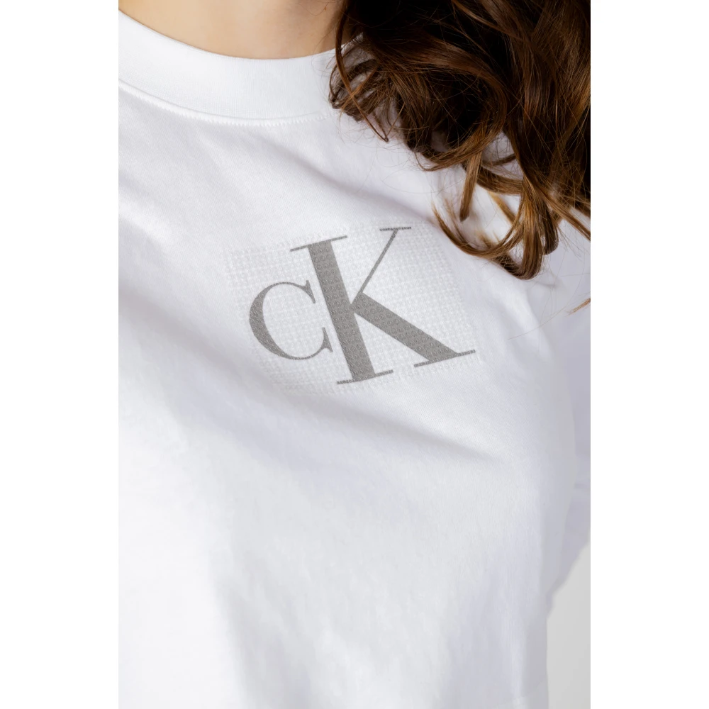 Calvin Klein Jeans Paillet Lange Mouwen T-Shirt White Dames