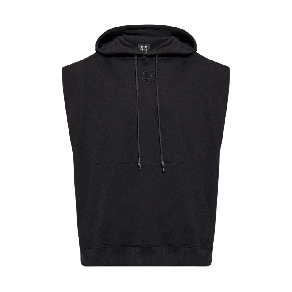 44 Label Group Zwarte Mouwloze Hoodie met Logoprint Black Heren
