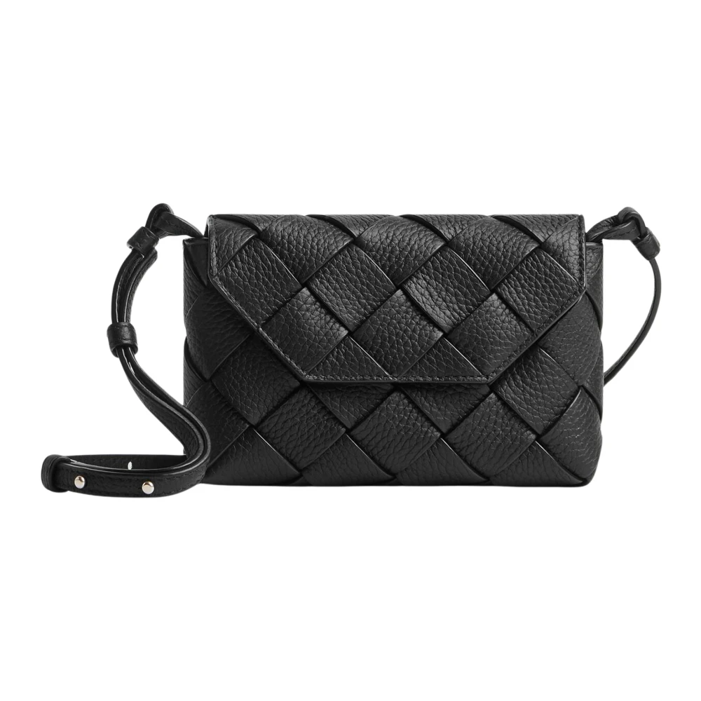 Bottega Veneta Svart axelremsväska i vävt läder Black, Herr