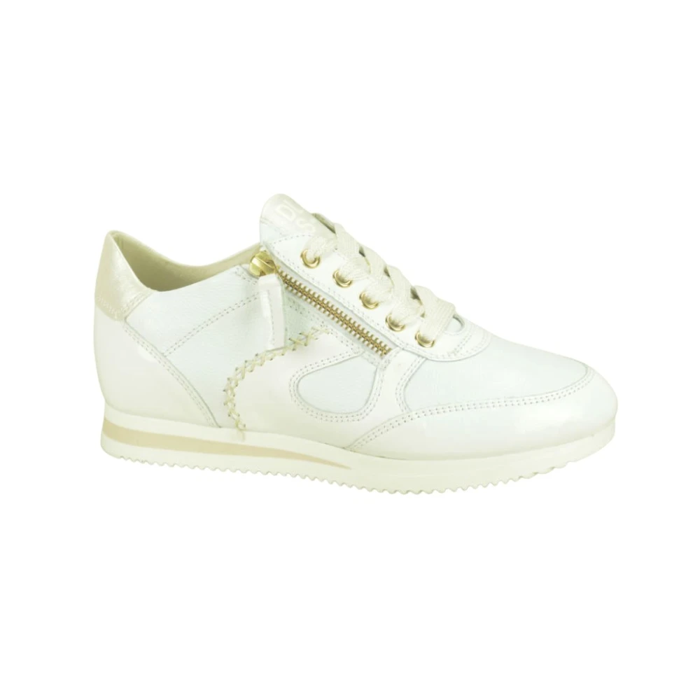 DL Sport Witte Gestikte Hoge Sneakers Dames Schoenen
