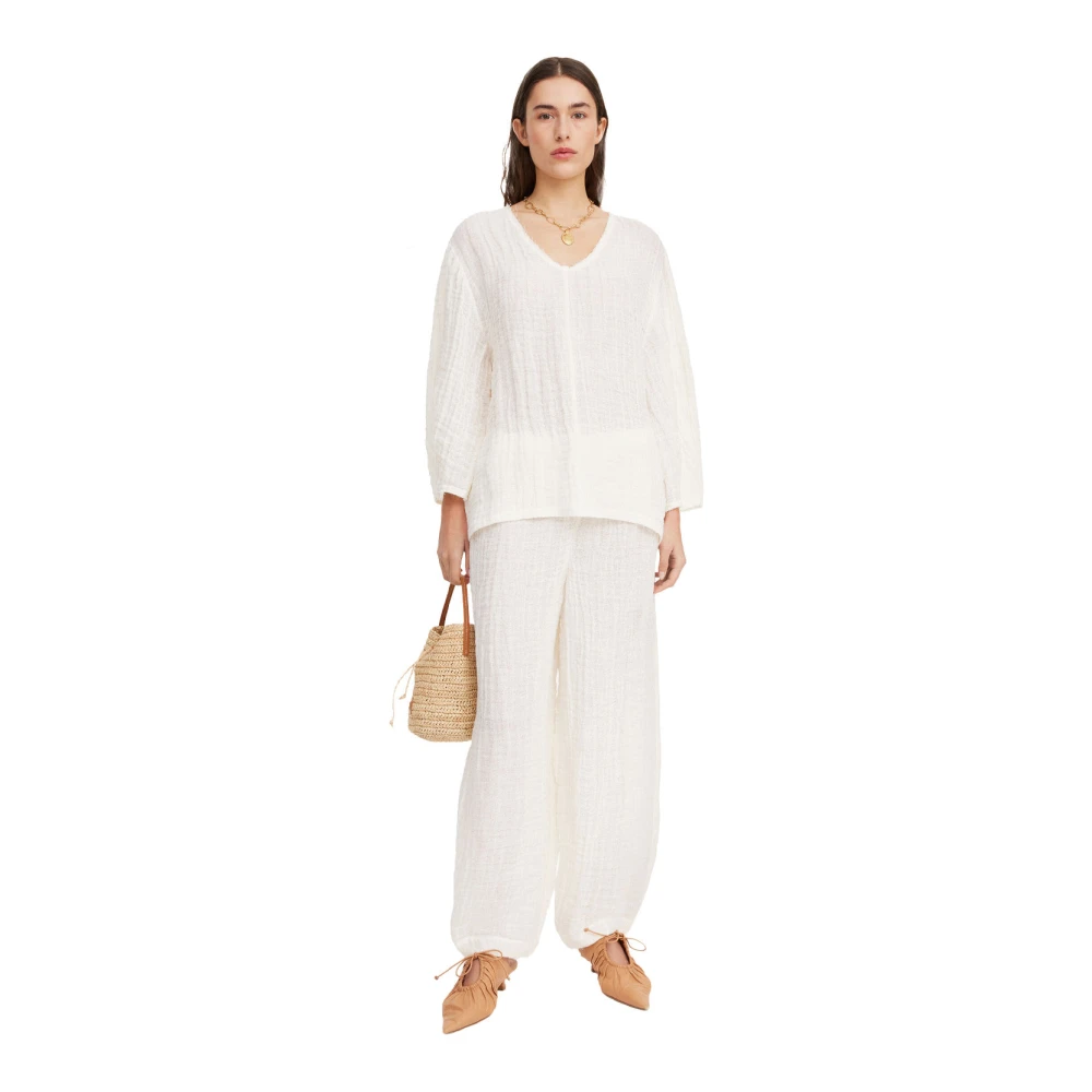 By Malene Birger V-hals Linnen Shirt By Herenne Birger White Dames