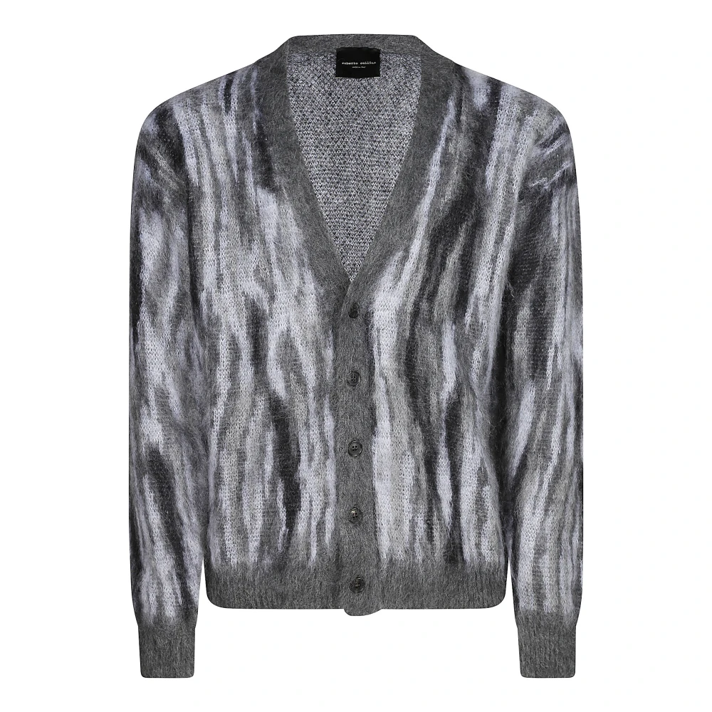 Roberto Collina Dieren Jacquard Gebreide Vest Gray Heren