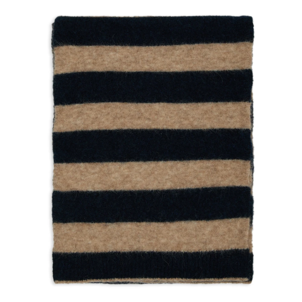Gallo Blauwe Alpaca Wol Sjaal Twee-Tint Strepen Multicolor Dames