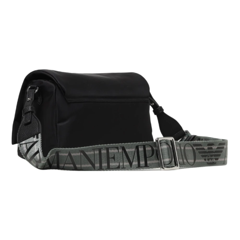 Emporio Armani Zwarte Nylon Schoudertas met Metalen Logo Black Dames