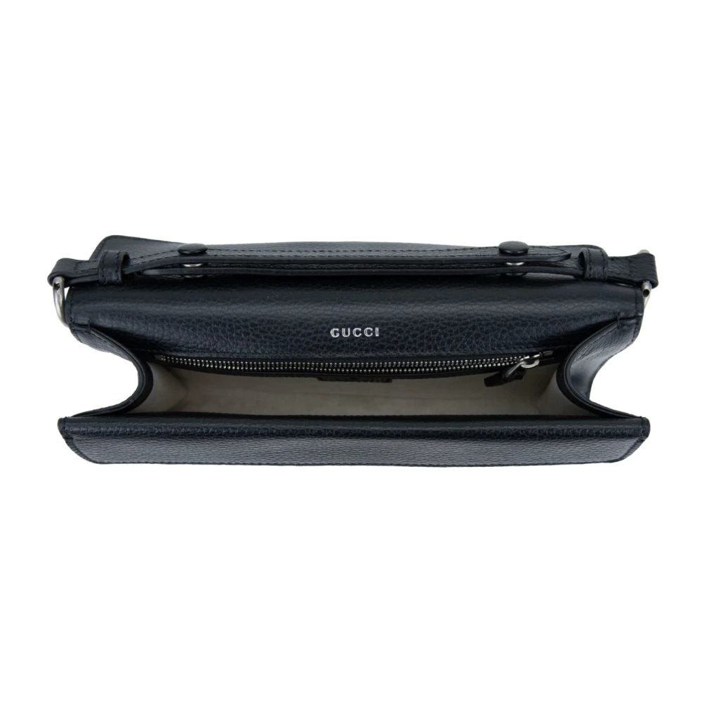 Gucci Leren Schoudertas met Magnetische Knoop Black Dames
