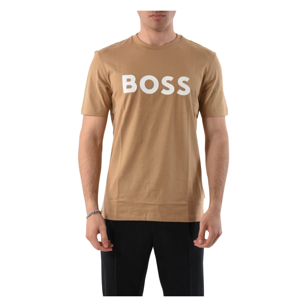 Hugo Boss Bomull Logo T-shirt Regular Fit Beige, Herr
